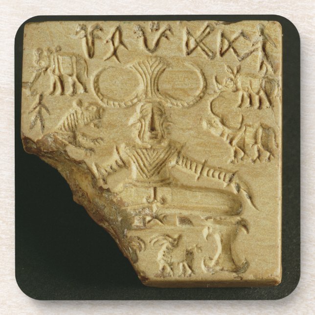 Steatit Pasupati Siegel, Mohenjodaro, 2300-1750 BC Untersetzer (Vorderseite)