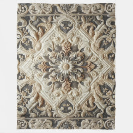 Stechcreme Grau Verziert Arabesque Fleecedecke