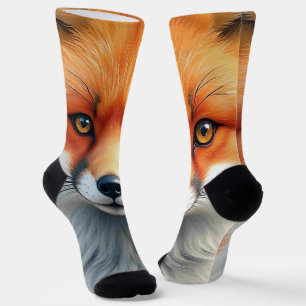 Stechende Augen eines schlauen roten Fuchses   Socken