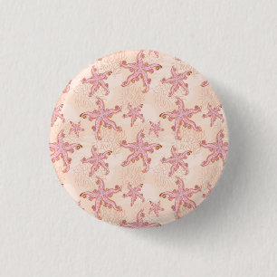 Stechfisch- und Korallenrosa-Muster Button
