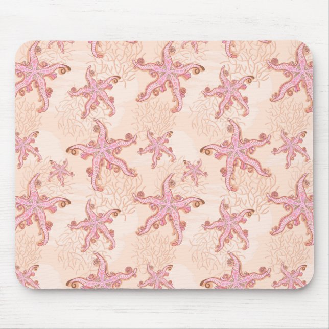 Stechfisch- und Korallenrosa-Muster Mousepad (Vorne)
