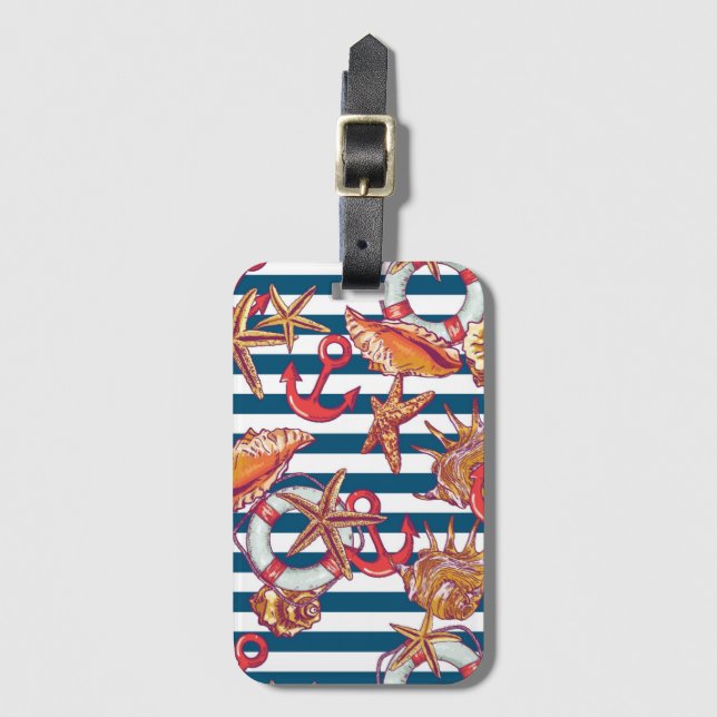 Stechfisch- und Streifenmuster Gepäckanhänger (Vorderseite Vertikal)