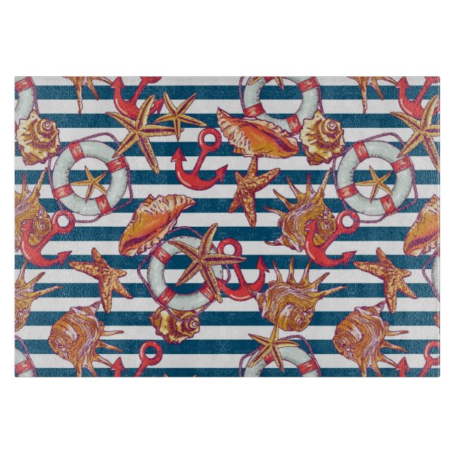 Stechfisch- und Streifenmuster Schneidebrett (Vorderseite)