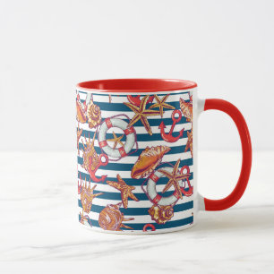 Stechfisch- und Streifenmuster Tasse