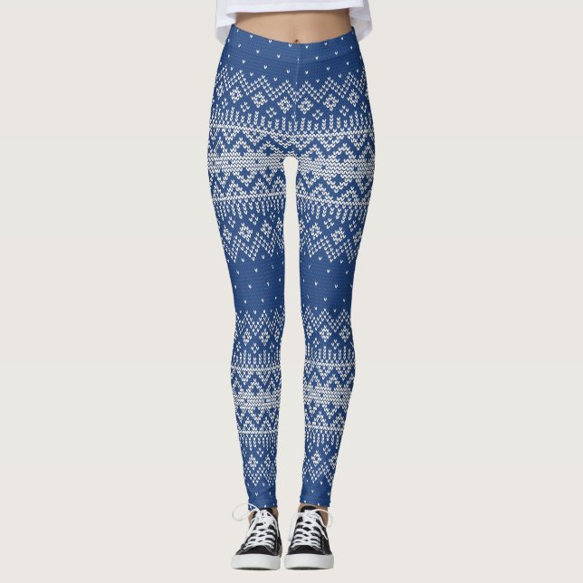 Stechmuster5 Navy Blue ID208 Leggings (Vorderseite)