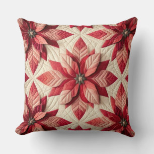 Stechmuster Poinsettia Cream Red Kissen