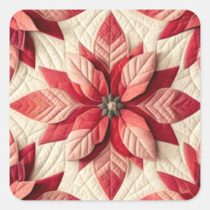 Stechmuster Poinsettia Cream Red Quadratischer Aufkleber