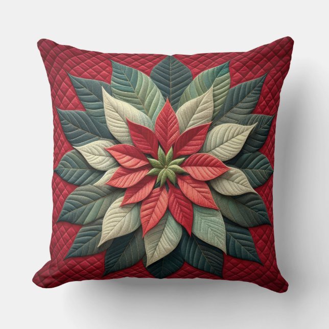 Stechmuster Poinsettia Rot Kissen (Vorderseite)