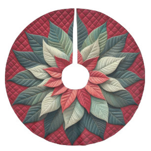 Stechmuster Poinsettia Rot Polyester Weihnachtsbaumdecke