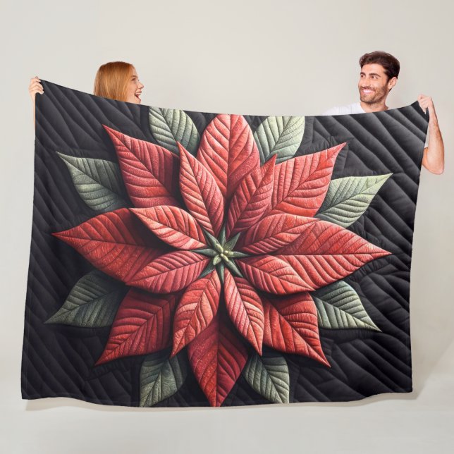 Stechmuster Poinsettia Schwarz Fleecedecke (Beispiel)
