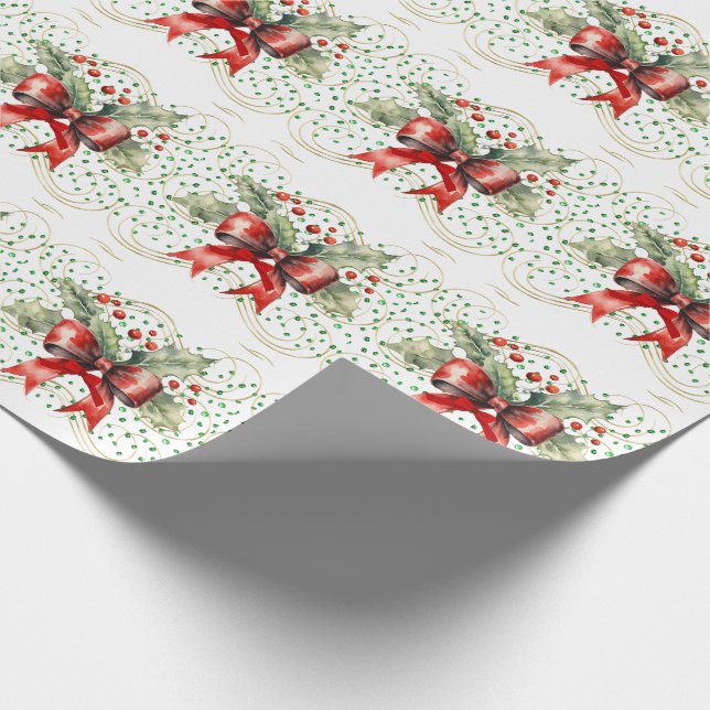 Stechpalme auf grünen Steinen Geschenkpapier (Ecke)
