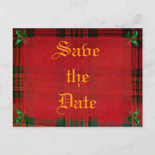 Stechpalme auf rotem kariertem ankündigungspostkarte