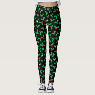 Stechpalme auf Schwarz Leggings