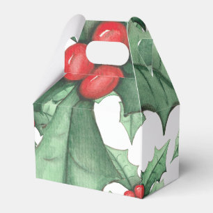 Stechpalme mit roten Beeren Favor Box Geschenkschachtel