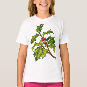 Stechpalme mit roten Steinfrüchten umrissen T-Shirt