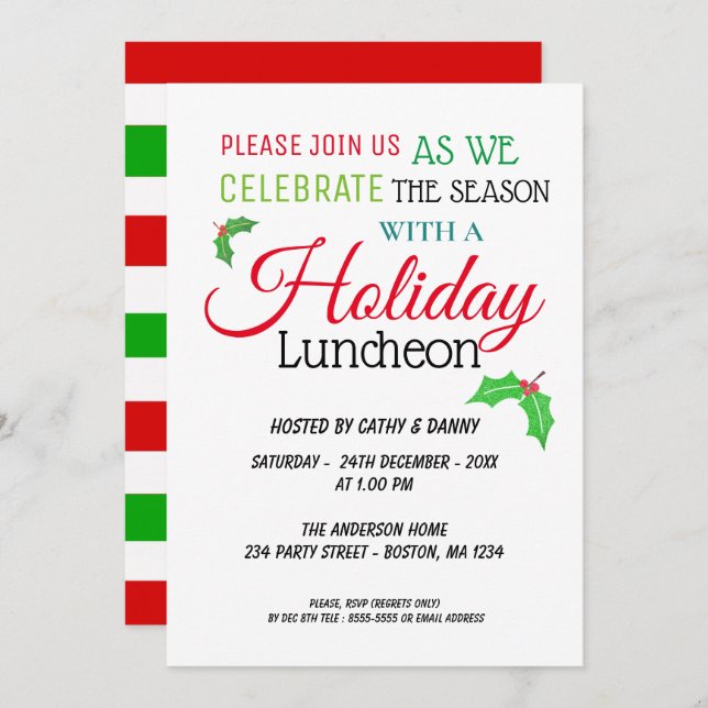 Stechpalme verlässt einladung (Vorne/Hinten)