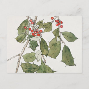 Stechpalmen-Aquarellmalerei, Hannah Borger Overbec Postkarte