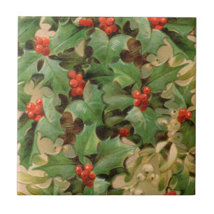 Stechpalmen-Beeren-Grün-Weihnachten-Festtage-Vinta Fliese