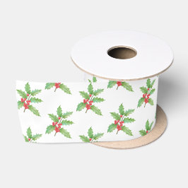 Stechpalmen-Beeren-Weihnachtspapier Satinband