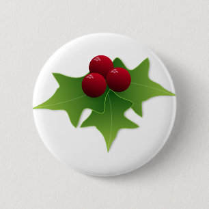 Stechpalmen-Blatt mit Beeren Button