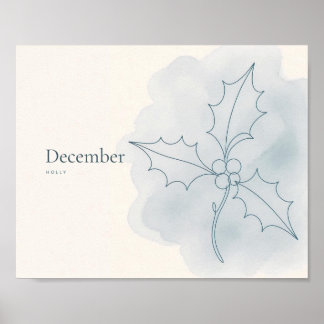 Stechpalmen-Botanik-Kunst | Dezember Poster