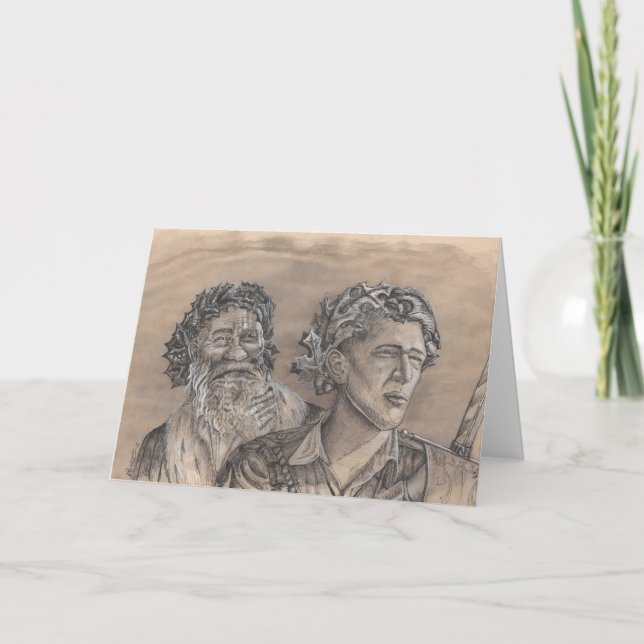 Stechpalmen-König Oak König Feiertagskarte (Vorderseite)