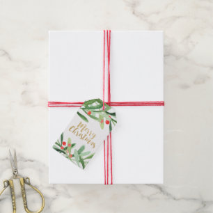 Stechpalmen-Kranz-frohe Weihnacht-Name Geschenkanhänger