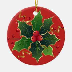 Stechpalmen-Mistel-Weihnachtsbaum-Keramik-Ornament Keramik Ornament