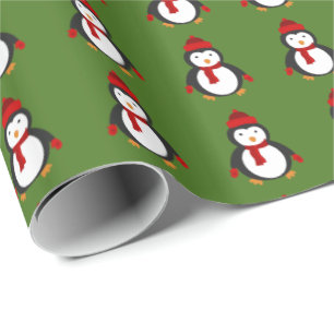 Stechpalmen-Pinguin-Packpapier-glattes Weihnachten Geschenkpapier