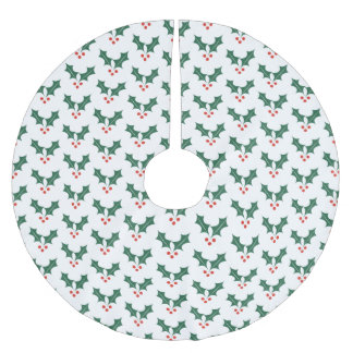 Stechpalmen- und Beeren-Weihnachtsbaum-Muster-Tisc Polyester Weihnachtsbaumdecke