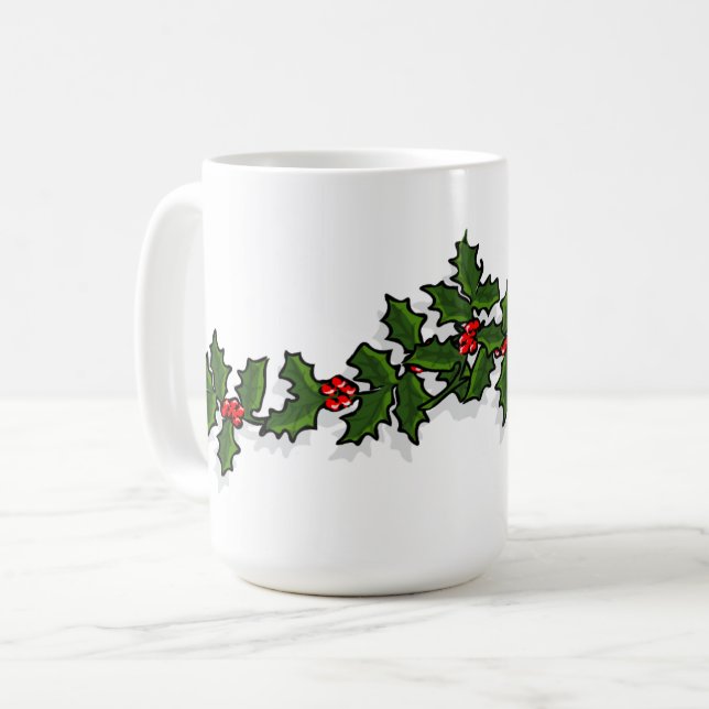 Stechpalmen-und Mistelzweig-WeihnachtsTasse Kaffeetasse (Vorderseite Links)