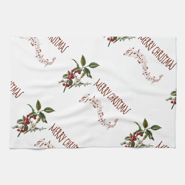 Stechpalmen-Weihnachten Küchentuch (Horizontal)