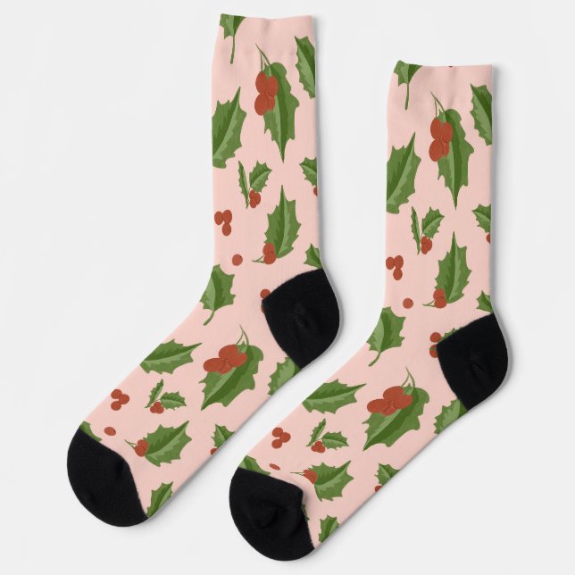Stechpalmen-Weihnachts-Socken Socken (Linkes Detail)