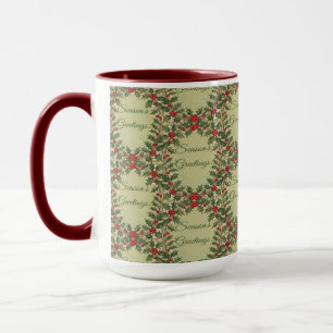 Stechpalmen-Weihnachtsdekoration "Schöne Weihnacht Tasse