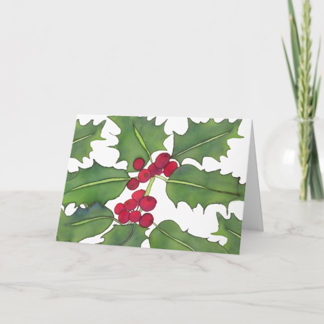 Stechpalmen-Weihnachtskarte 1 Feiertagskarte (Vorderseite)