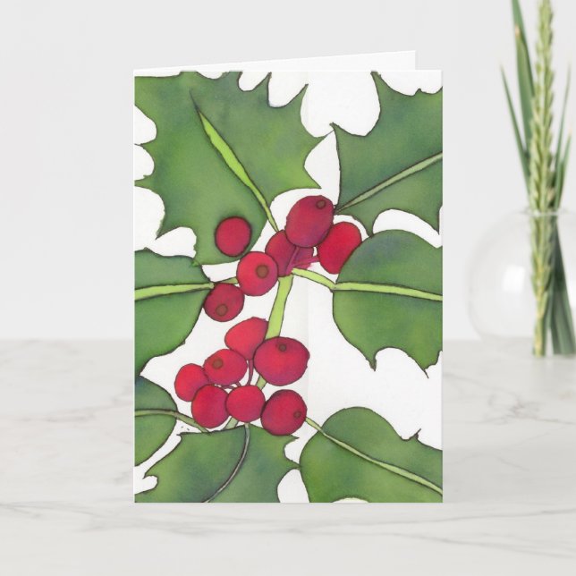 Stechpalmen-Weihnachtskarte 2 Feiertagskarte (Vorderseite)