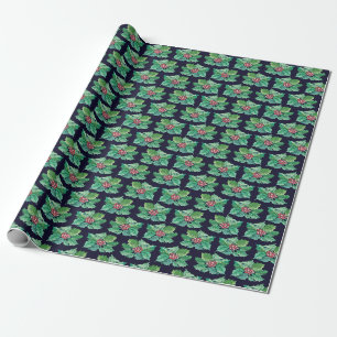 Stechpalmen-Weihnachtsmuster Geschenkpapier