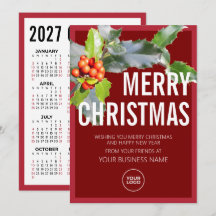Stechpalmenbaum Firmenlogo-Kalender Frohe Weihnach
