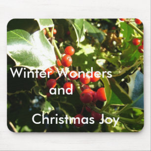 Stechpalmenblätter und rote Beeren, Weihnachten Mousepad