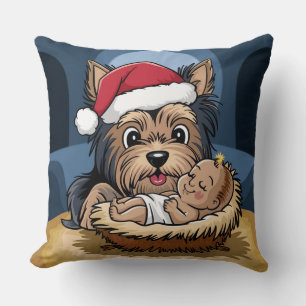 Stechpalmenkind geliebt von Yorkshire Terrier Kissen