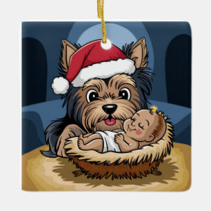 Stechpalmenkind, vergöttert von Yorkshire Terrier Keramikornament