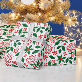 Stechpalmenrote Beeren Botanische Weihnachten Feri Geschenkpapier