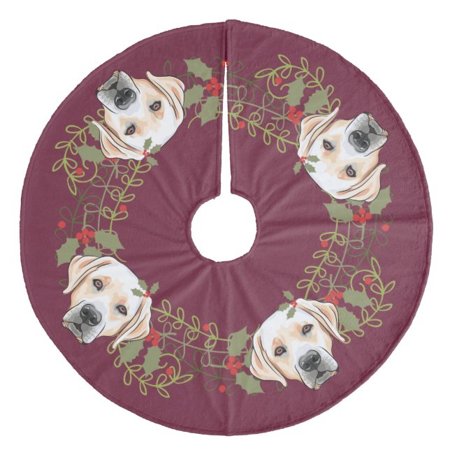 Stechpalmewreath-Labrador-Weihnachtsbaum-Rock Fleece Weihnachtsbaumdecke (Vorderseite)