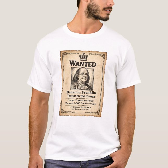 Steckbrief Benjamin Franklin T-Shirt (Vorderseite)