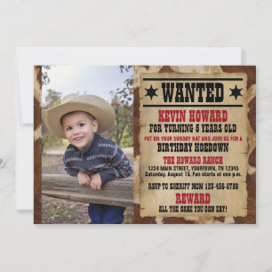 Steckbrief-Cowboy-Wild-West-Geburtstagskarte Einladung