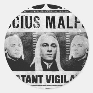 Steckbrief Lucius Malfoy Runder Aufkleber