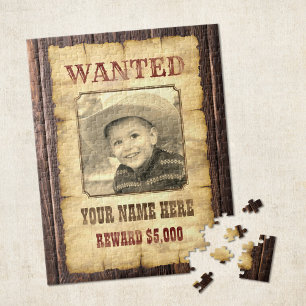Steckbrief Vintage Wild West Foto Vorlage J Puzzle