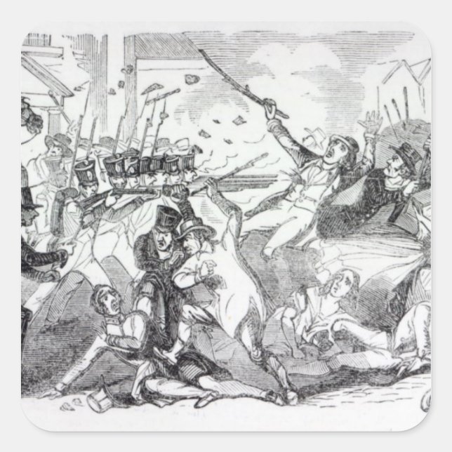 Stecker-Plot-Riot in Preston Quadratischer Aufkleber (Vorderseite)