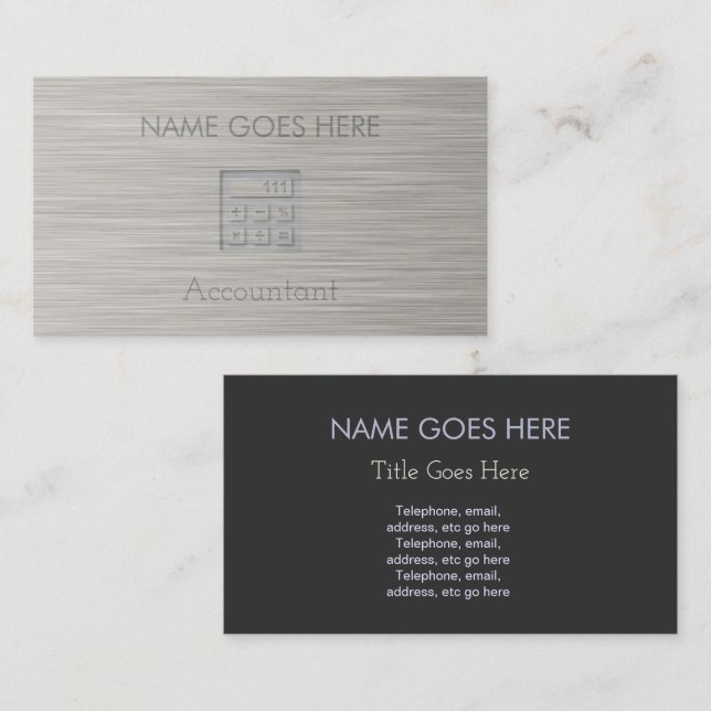 "Steel" Accountant Business Cards Visitenkarte (Vorne/Hinten)