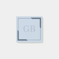 Steel Blue Bold Corners Elegante Monogram